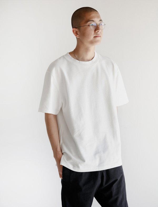 Margaret Howell Pique Jersey T-Shirt - Chalk | Garmentory