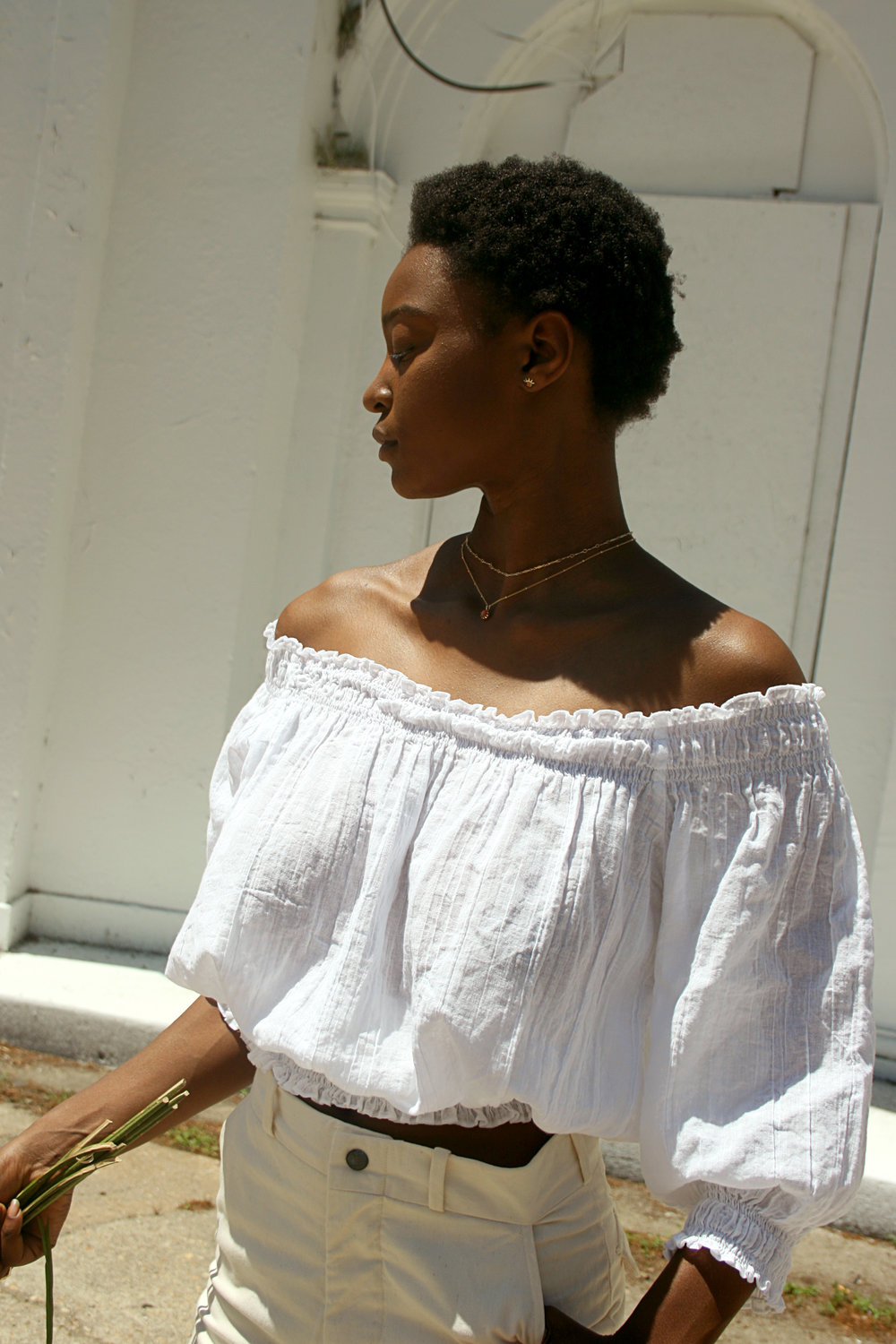 Vintage 70s Cotton Gauze Peasant Blouse White Garmentory