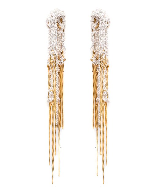 Arielle De Pinto Hairy Drip Earrings in Gold + Sterling Silver Arielle De Pinto Hairy Drip Earrings in Gold + Sterling Silver