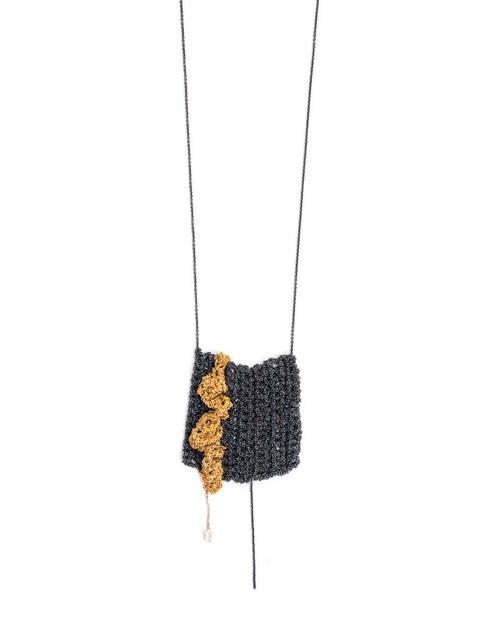 Arielle De Pinto Frill Drop Necklace in Gold + Midnight Sterling Silver Arielle De Pinto Frill Drop Necklace in Gold + Midnight Sterling Silver