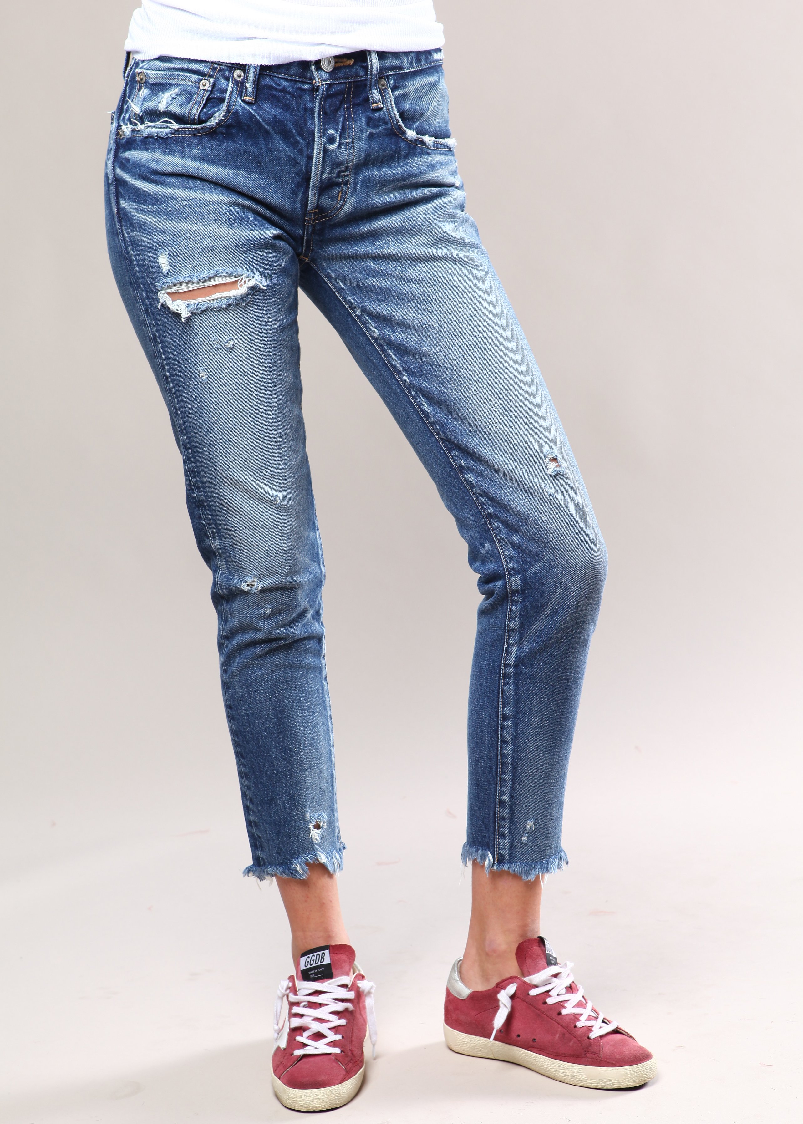 Moussy MV Kelley Tapered Jeans Dark Blue Garmentory