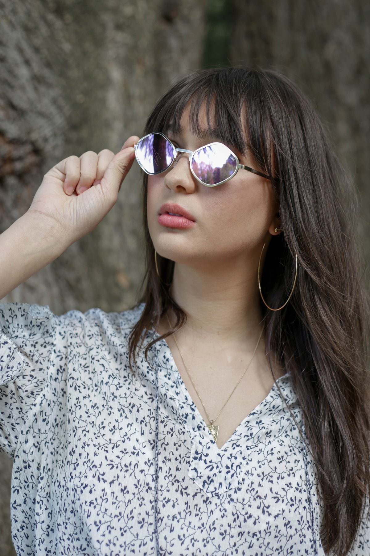 ? Quay Australia Gold Sunglasses with Purple Gradient Lenses boho oversized  ? Uptown Oversized Round Sunglasses by Quay – QUAY main image 4