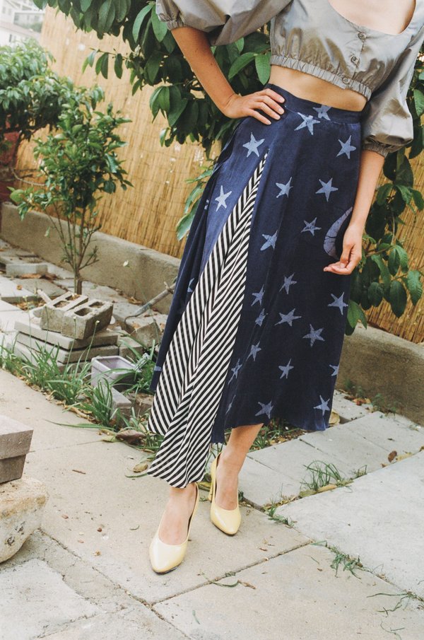 Maki Oh Silk Charmeuse "By Moonlight" Contrast Full Circle Skirt Maki Oh Silk Charmeuse "By Moonlight" Contrast Full Circle Skirt