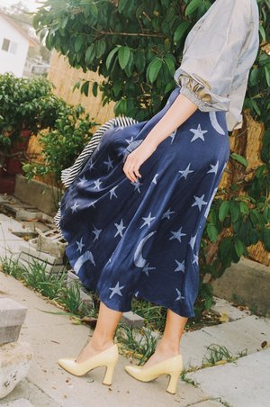 Maki Oh Silk Charmeuse "By Moonlight" Contrast Full Circle Skirt Maki Oh Silk Charmeuse "By Moonlight" Contrast Full Circle Skirt
