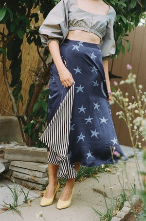 Maki Oh Silk Charmeuse "By Moonlight" Contrast Full Circle Skirt Maki Oh Silk Charmeuse "By Moonlight" Contrast Full Circle Skirt