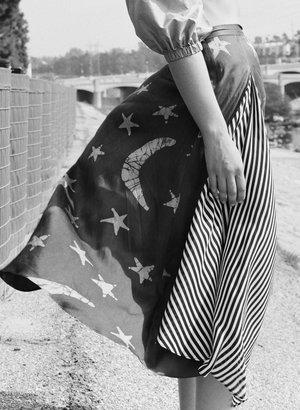 Maki Oh Silk Charmeuse "By Moonlight" Contrast Full Circle Skirt Maki Oh Silk Charmeuse "By Moonlight" Contrast Full Circle Skirt