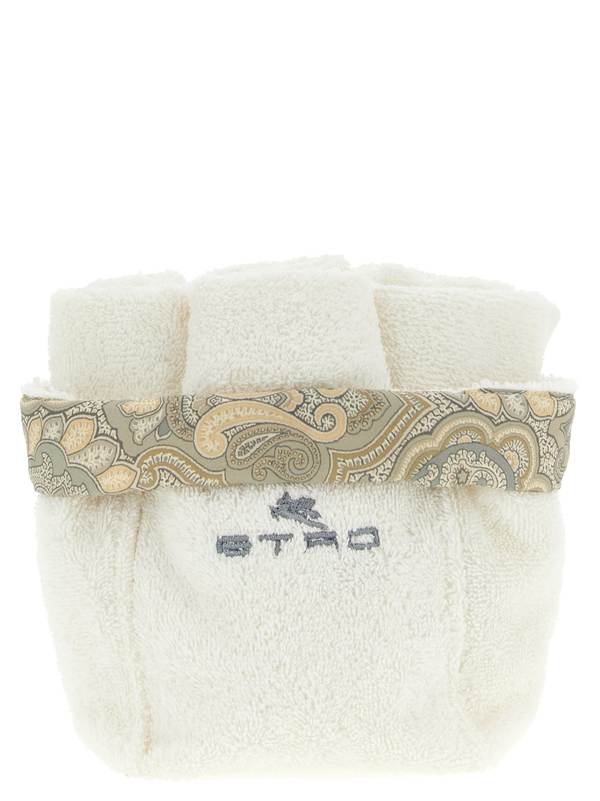 Etro Set Of 4 Washbasins + 7Plies Basket Bath Linen Set - Beige
