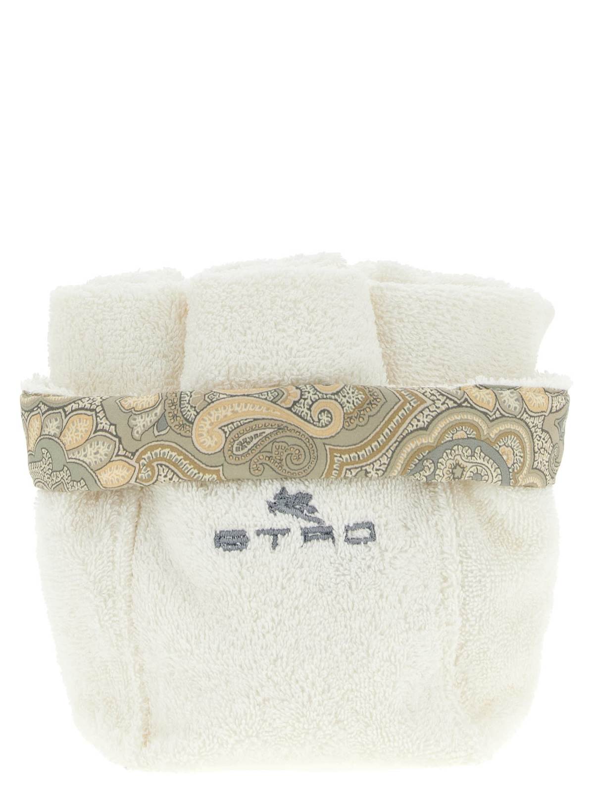 Etro Set Of 4 Washbasins + 7Plies Basket Bath Linen Set - Beige - Image 1 of 3