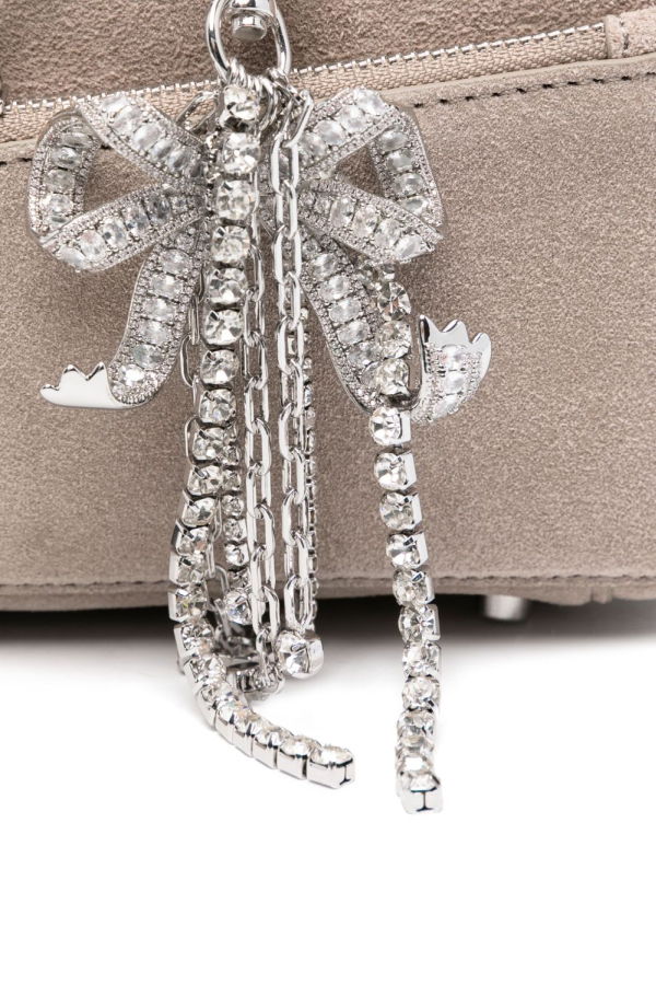 Self-Portrait Suede Leather Shoulder Bag - Gray