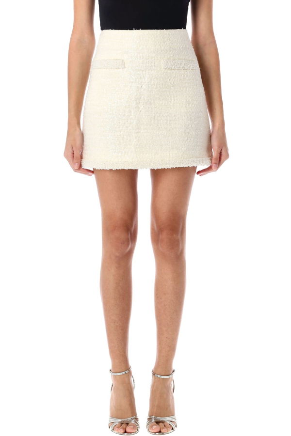 Self-Portrait Pearls Bouclé Miniskirt - Cream
