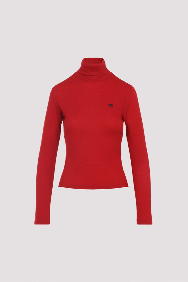 Celine Turtleneck Top - Rouge Cerise Navy