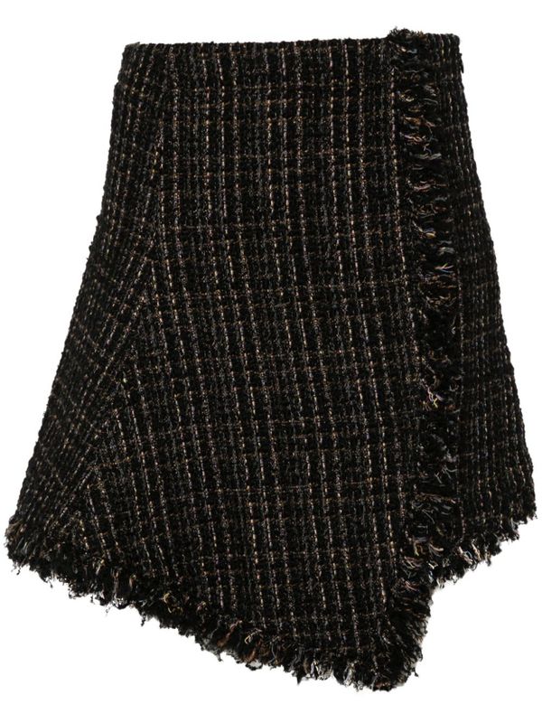 sacai Tweed Wool Mini Skirt - Black