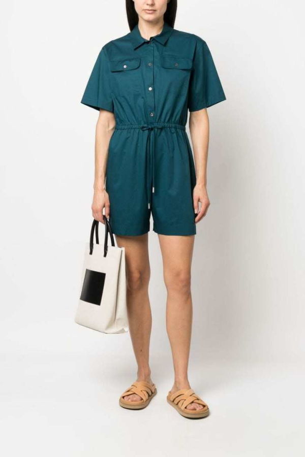 PAUL SMITH Cotton Playsuit - Playsuit - Teal Blue