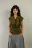 Wanze Cowl Neck Drape Tank - Merino Wool Olive - Thumbnail 1