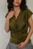 Wanze Cowl Neck Drape Tank - Merino Wool Olive - Thumbnail 4