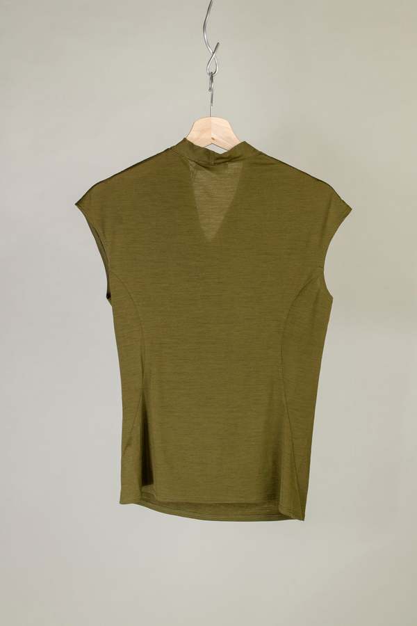 Wanze Cowl Neck Drape Tank - Merino Wool Olive
