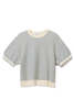 basic. Rebecca Stripe Cotton Short Sleeve Sweatshirt - Thumbnail 2