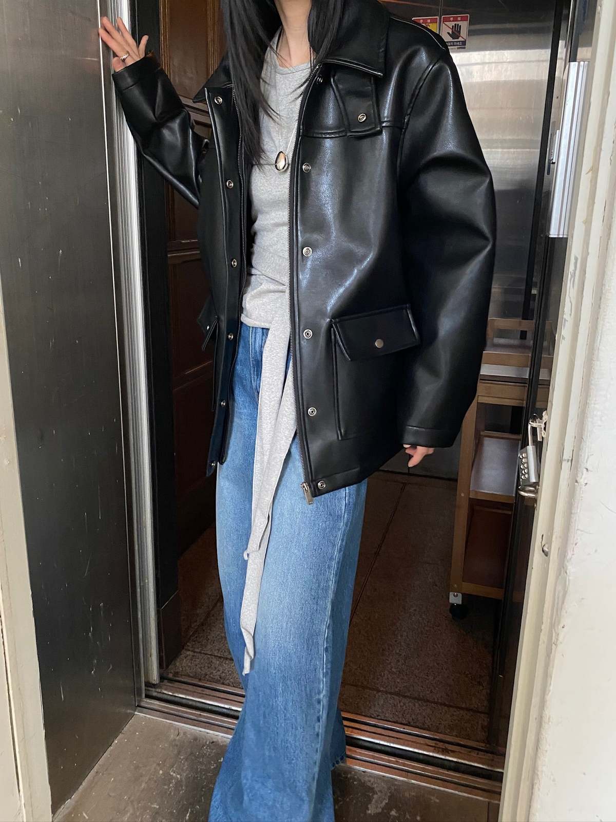 The NKC Store Briona Vegan Leather Jacket - Image 10 of 12