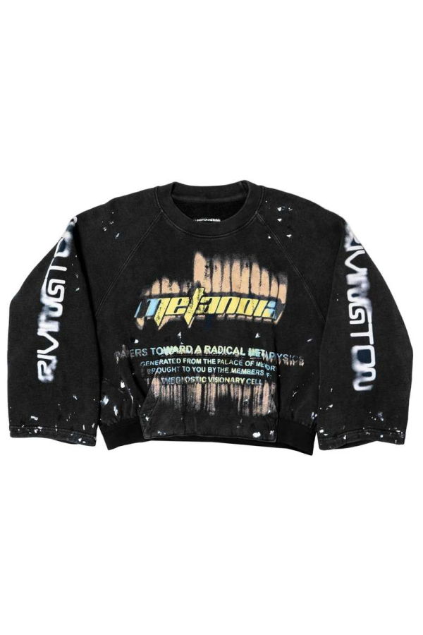 RIVINGTON ROI REBIS Radical Paper Rose Crewneck Tee - Mechanic Black