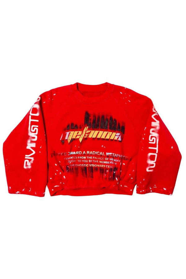 RIVINGTON ROI REBIS Radical Paper Rose Crewneck T-Shirt - Meta Red