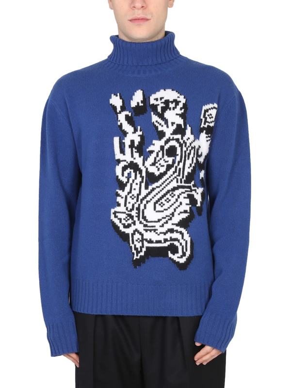 Etro Inlaid Jacquard Turtleneck Sweater - Blue
