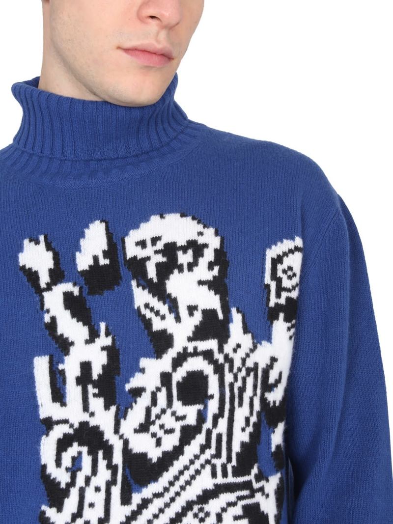 Etro Inlaid Jacquard Turtleneck Sweater - Blue