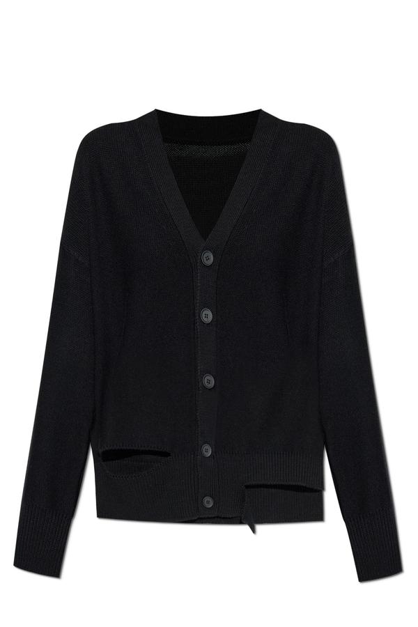 MM6 Maison Margiela Cardigan With Wool Trim - Black
