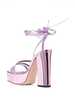 Giuseppe Zanotti Metallic Leather Heel Sandals - Pink - Thumbnail 4