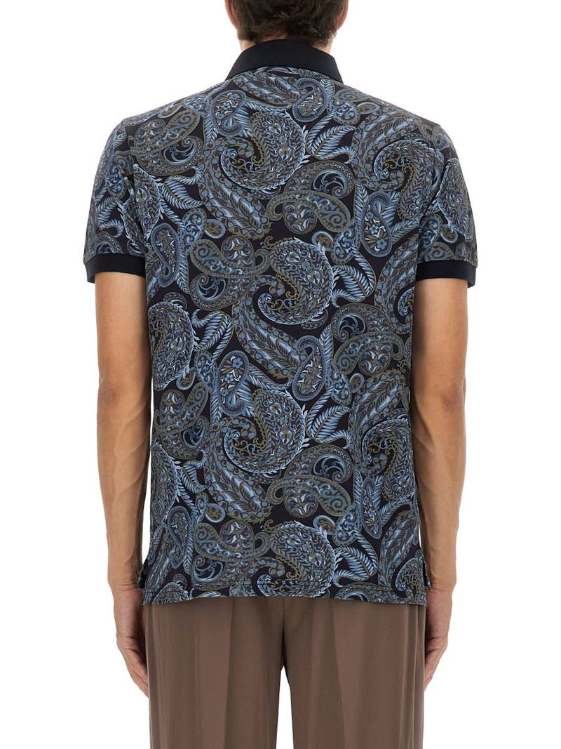 Etro Polo Shirt With Print - Blue