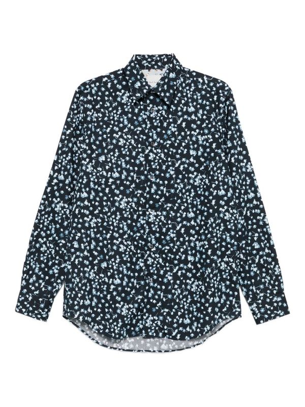 PAUL SMITH Printed Cotton Shirt - Blue