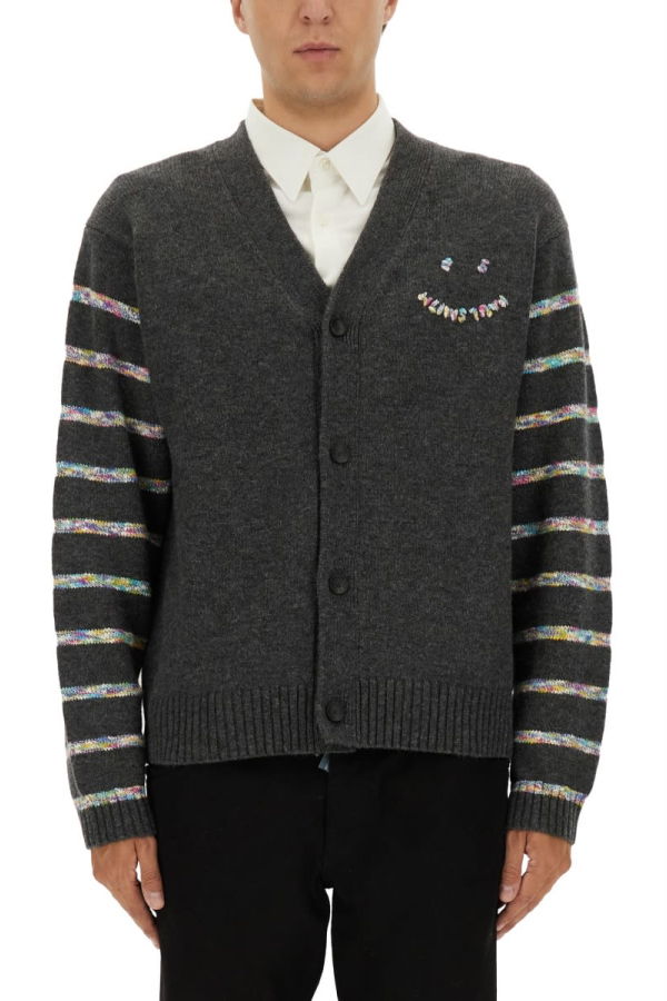 PAUL SMITH PS by Paul Smith Button Thru Ps Happy Cardigan - Gray