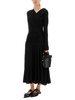 Ganni Gathered Midi Dress - Black - Thumbnail 4