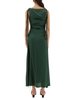 Ganni Gathered Satin Dress - Green - Thumbnail 3