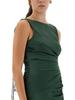 Ganni Gathered Satin Dress - Green - Thumbnail 4