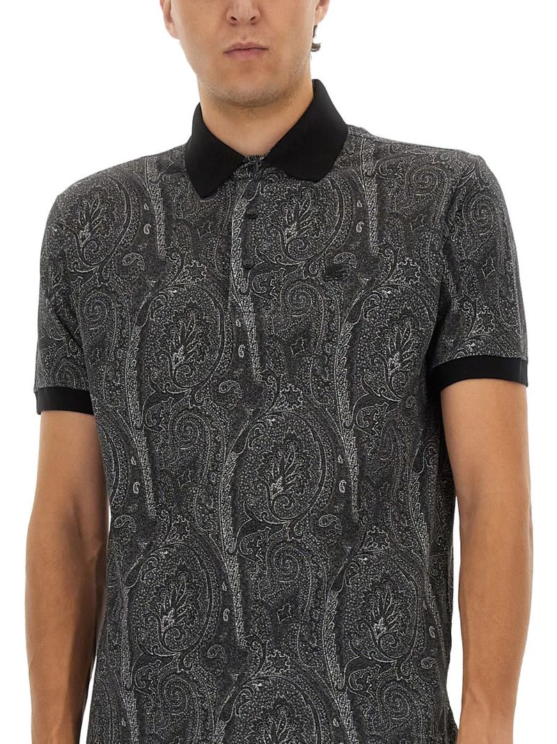 Etro Polo Shirt With Print - Black