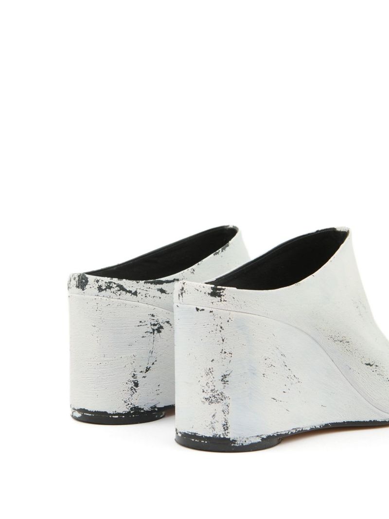 MM6 Maison Margiela Leather Heel Mules - White