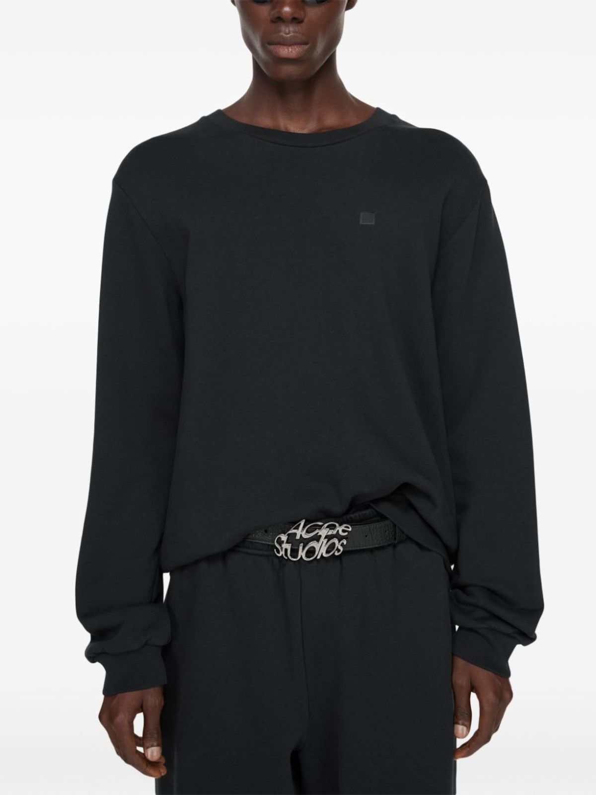 Acne Studios Logo Cotton Sweatshirt - Black - Image 2 of 5