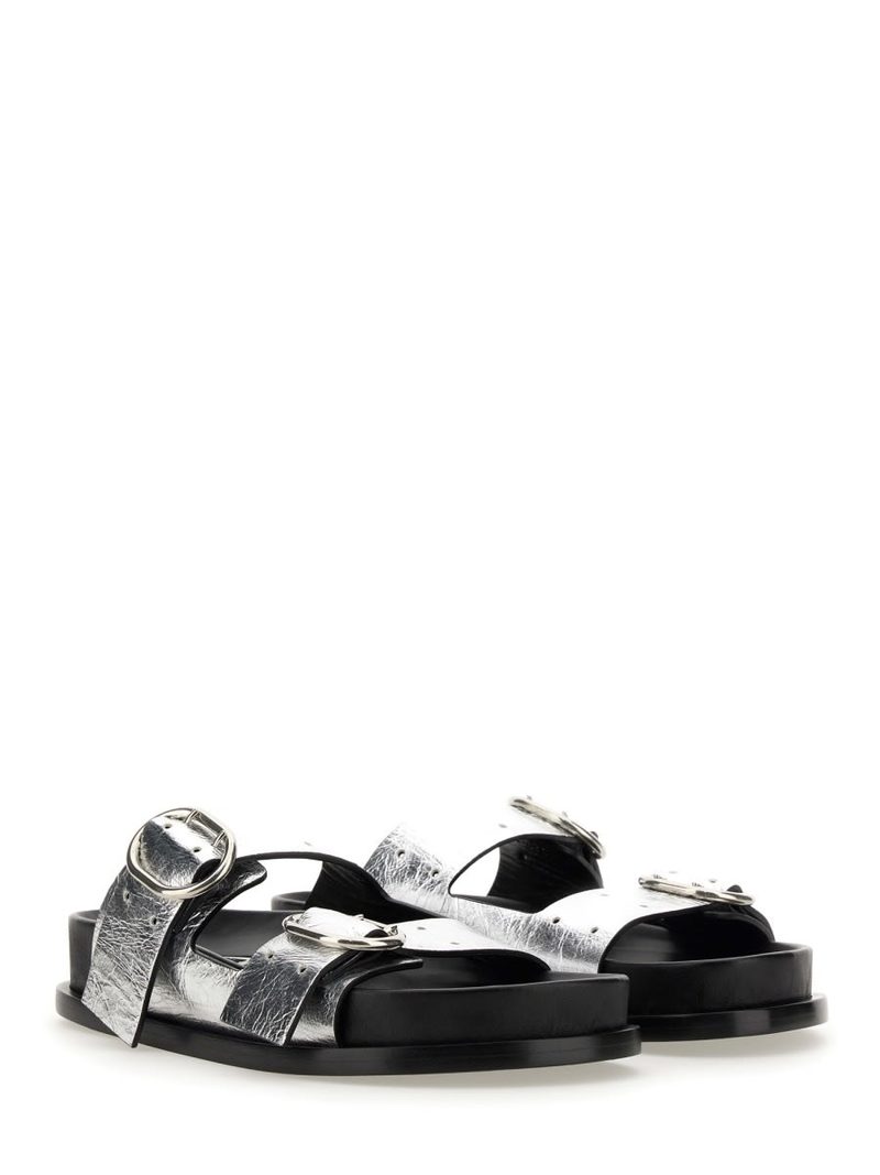 Jil Sander Leather Sandal With Buckle Sandal - Silver