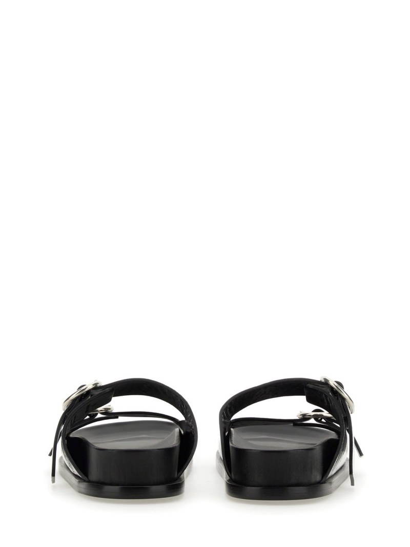 Jil Sander Leather Sandal With Buckle Sandal - Silver