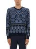 Etro Cotton Jacquard Knit Sweater - Blue - Thumbnail 1