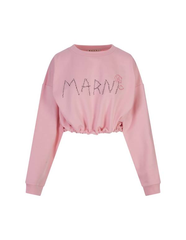 Marni Crop Sweatshirt With Logo - Pink