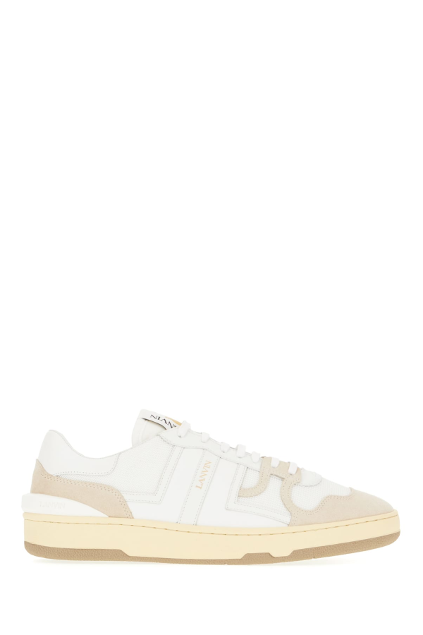 Lanvin Two-tone Leather And Fabric Clay Sneakers - White
