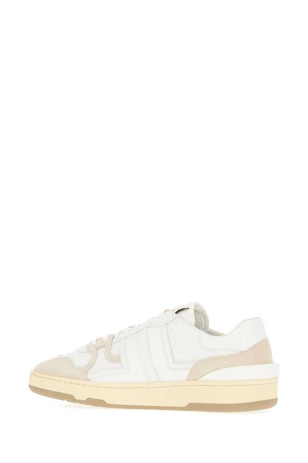 Lanvin Two-tone Leather And Fabric Clay Sneakers - White
