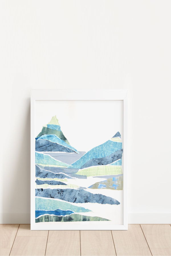 Artxtiles Layered Mountain Small Framed Print - White