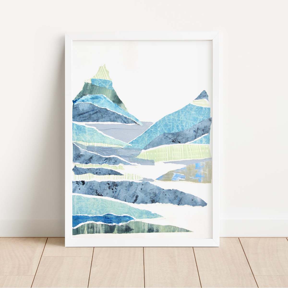 Artxtiles Layered Mountain Small Framed Print - White - Image 1 of 3