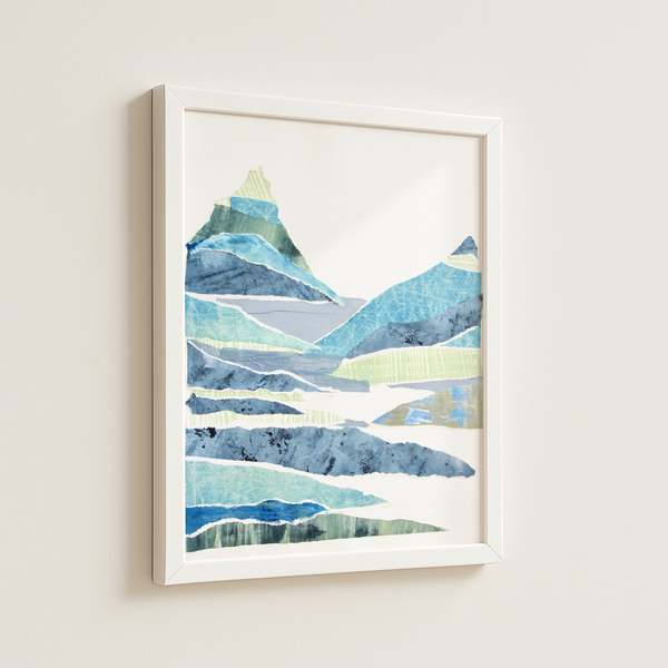 Artxtiles Layered Mountain Small Framed Print - White