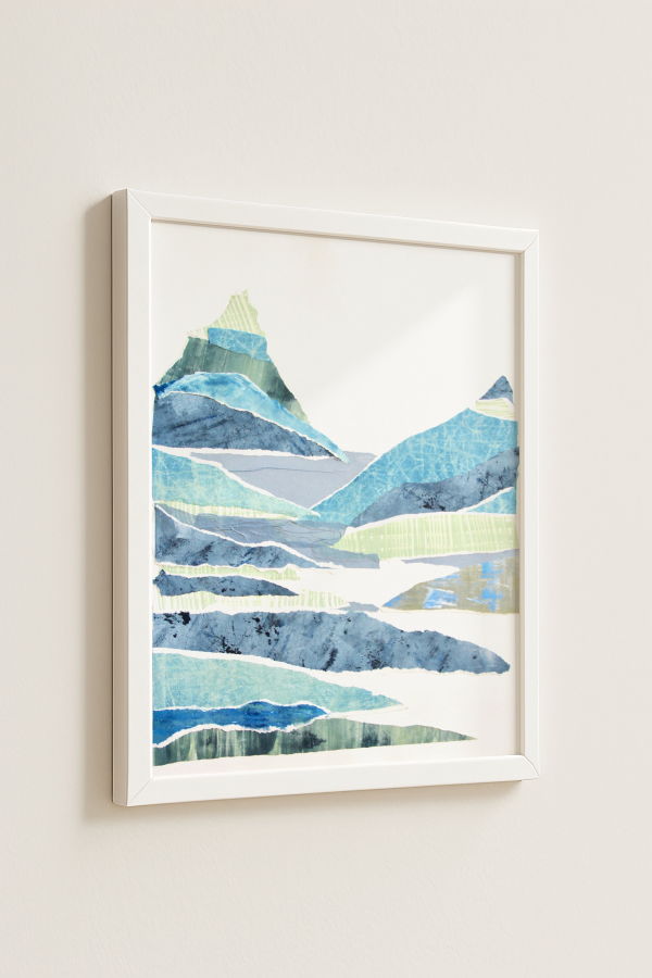 Artxtiles Layered Mountain Small Framed Print - White