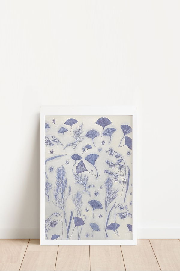 Artxtiles Pressed Flowers Small Framed Print - White