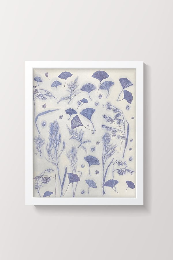 Artxtiles Pressed Flowers Small Framed Print - White