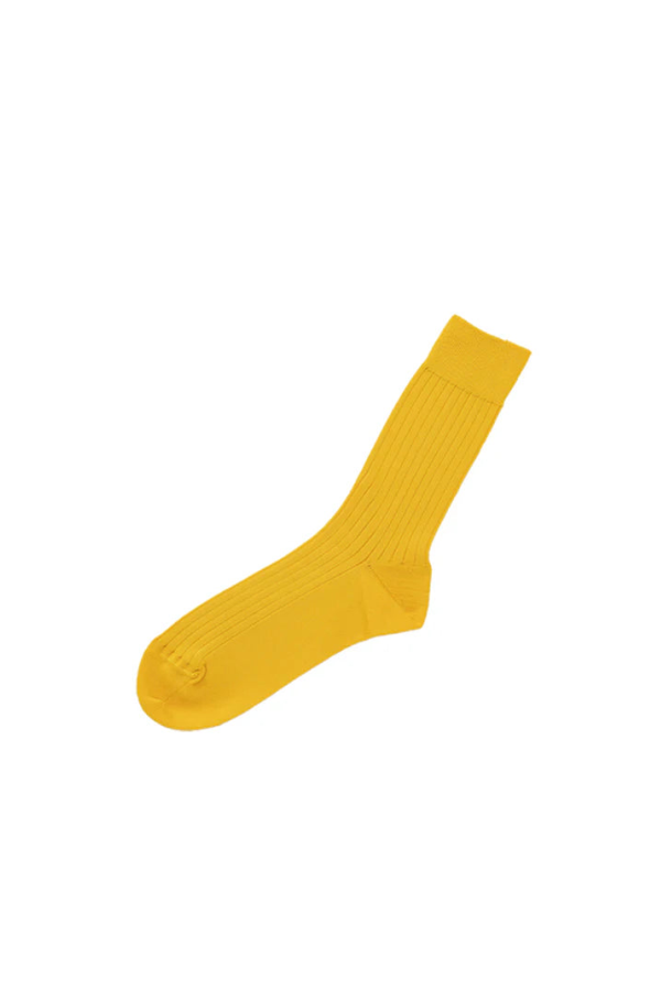 Nishiguchi Kutsushita Silk Cotton Ribbed Socks - Susuki Gold